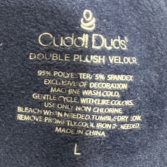 Cuddl Duds Navy Double Plush Velour Leggings - Picture 3 of 3
